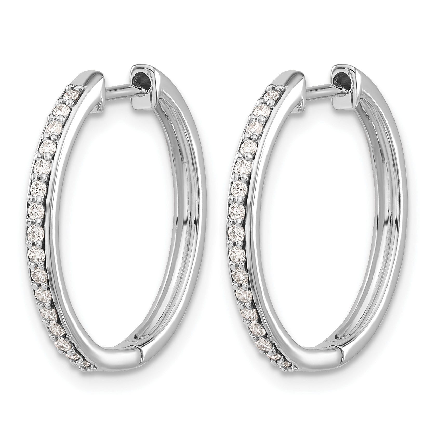 14k White Gold 1/4 carat Diamond Hinged Hoop Earrings