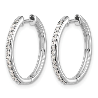 14k White Gold 1/4 carat Diamond Hinged Hoop Earrings