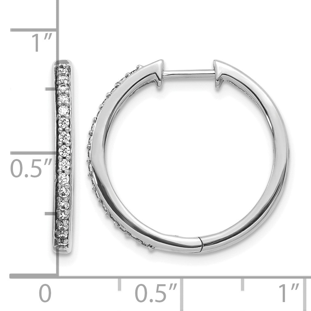 14k White Gold 1/4 carat Diamond Hinged Hoop Earrings