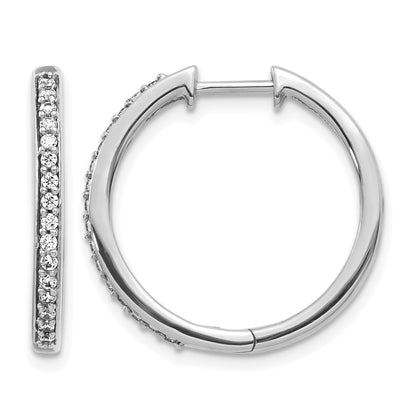 14k White Gold 1/4 carat Diamond Hinged Hoop Earrings