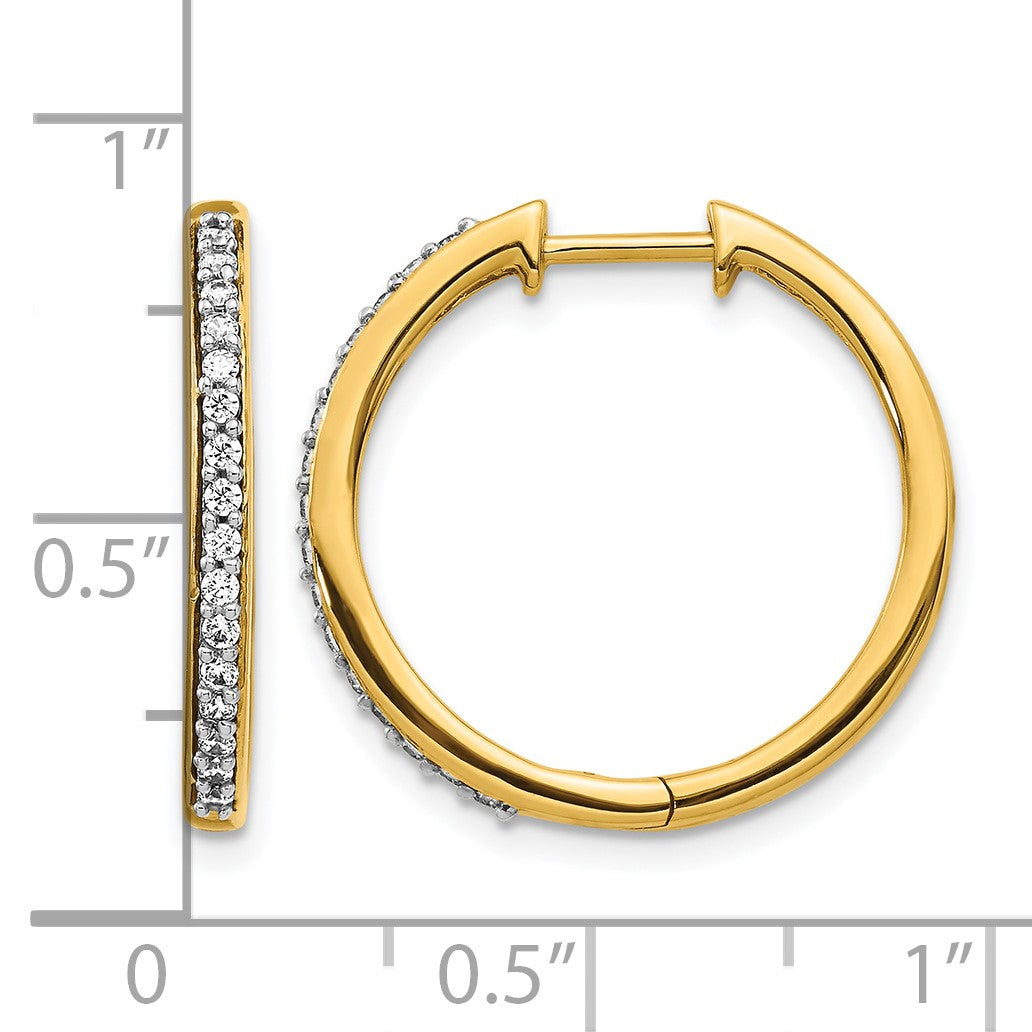 14k 1/4 carat Diamond Hinged Hoop Earrings