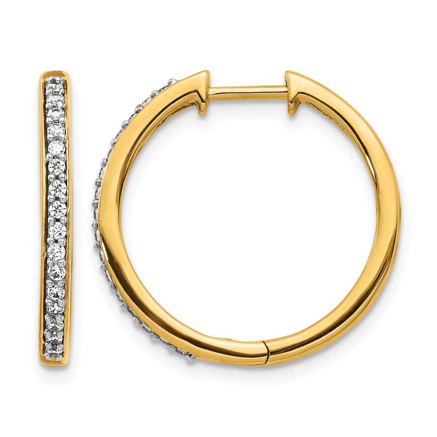 14k 1/4 carat Diamond Hinged Hoop Earrings