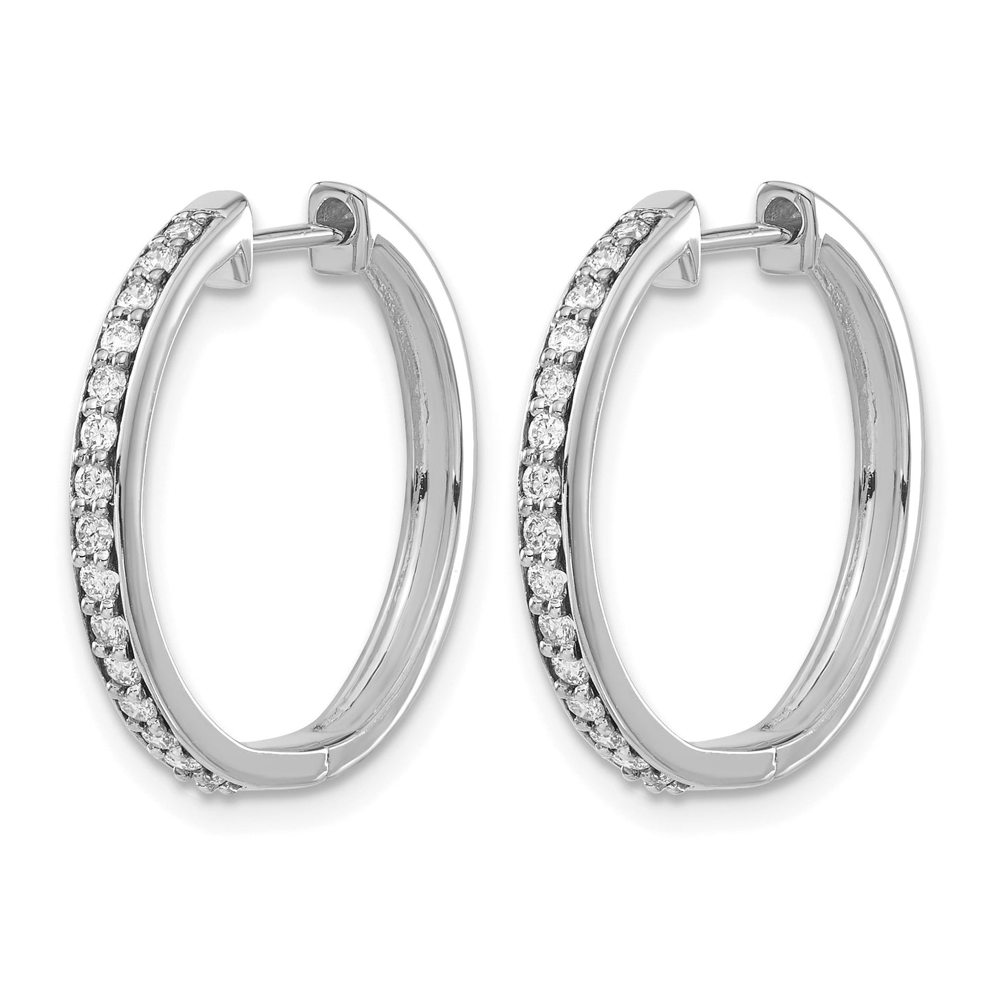 14k White Gold 1/3 carat Diamond Hinged Hoop Earrings