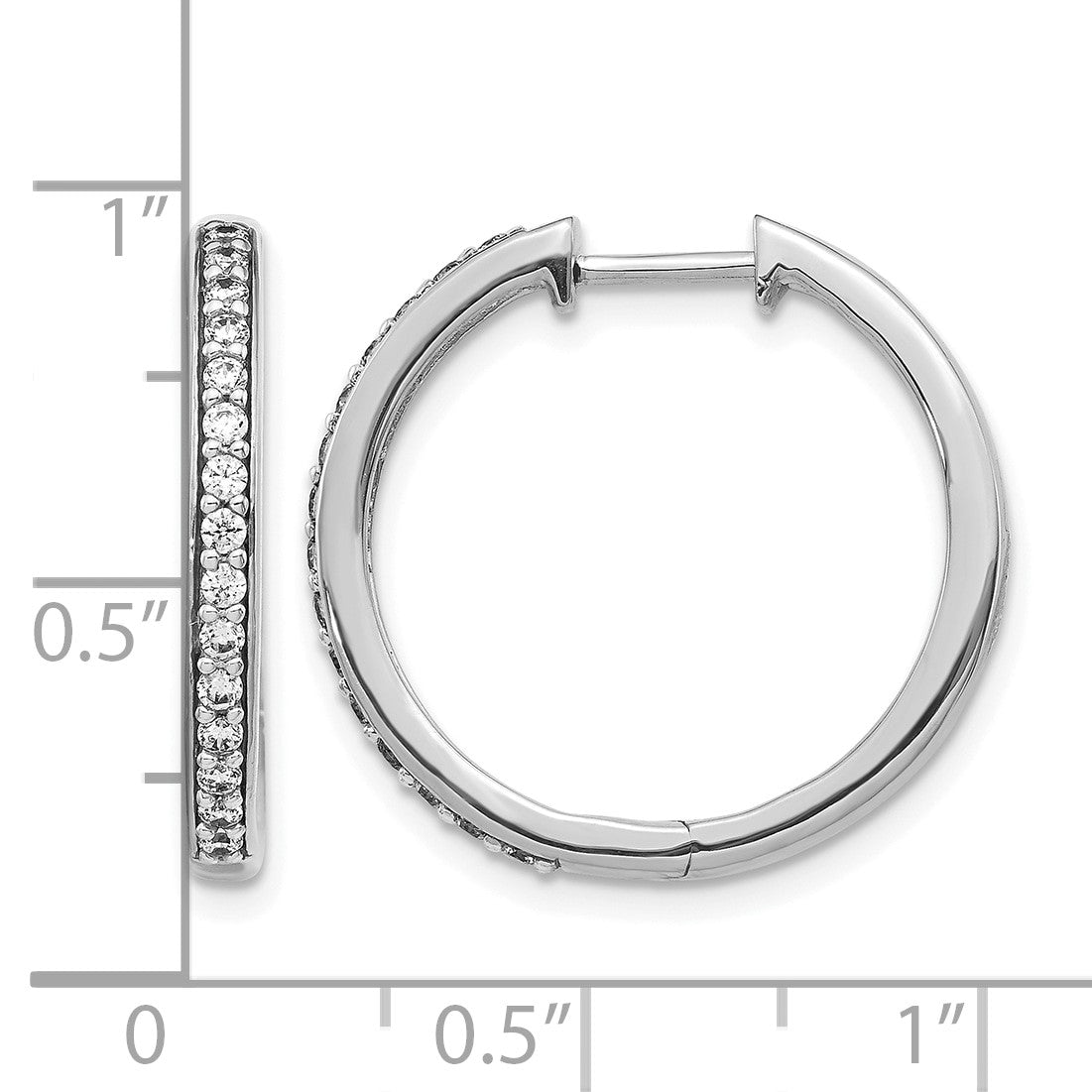 14k White Gold 1/3 carat Diamond Hinged Hoop Earrings