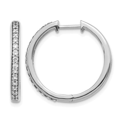 14k White Gold 1/3 carat Diamond Hinged Hoop Earrings