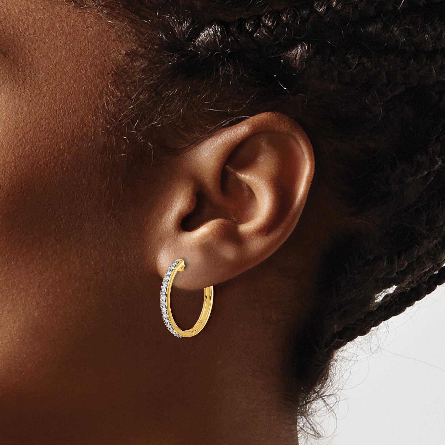 14k 1/3 carat Diamond Hinged Hoop Earrings