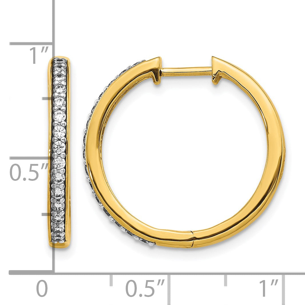 14k 1/3 carat Diamond Hinged Hoop Earrings