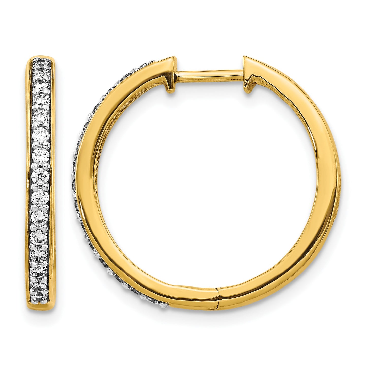 14k 1/3 carat Diamond Hinged Hoop Earrings