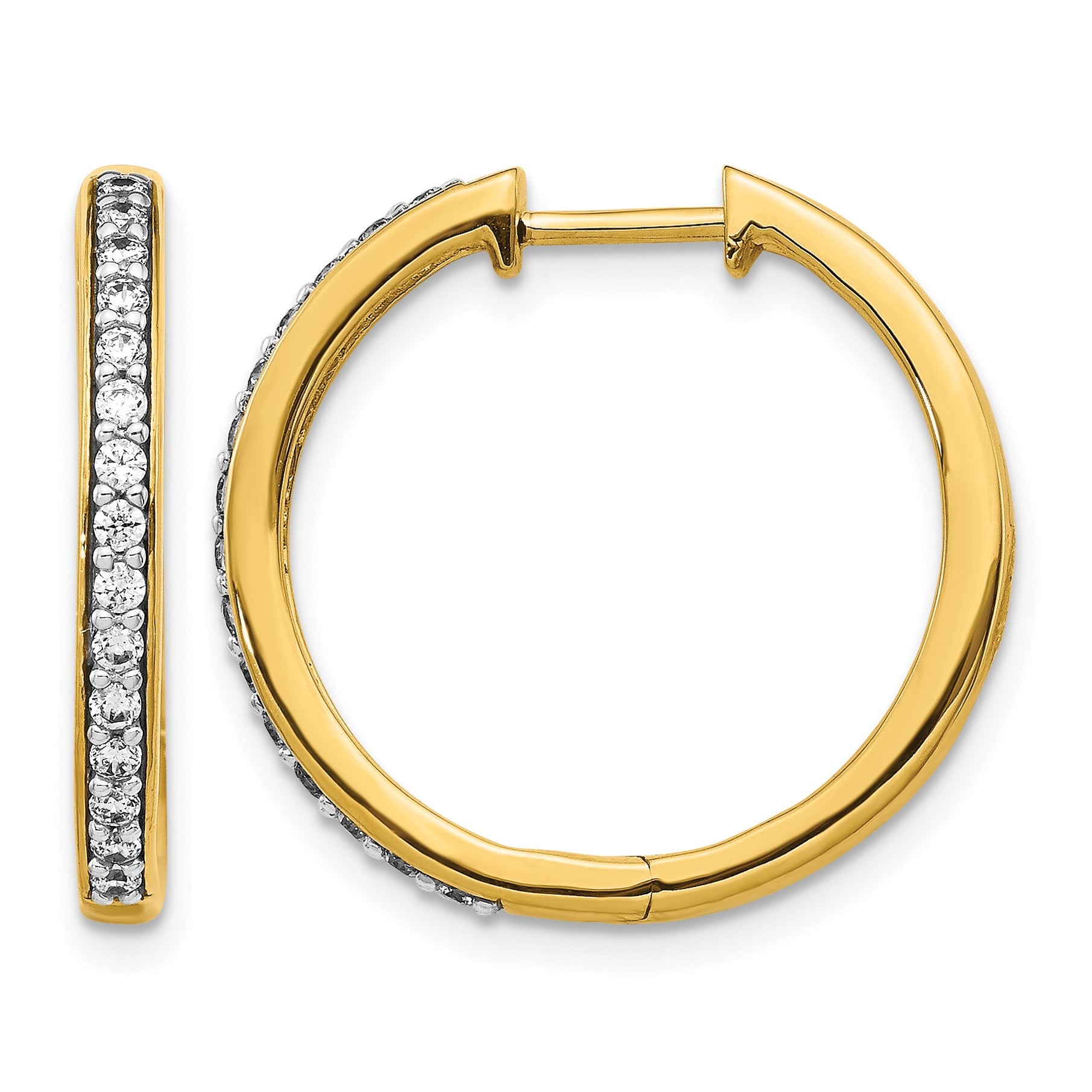 14k 1/3 carat Diamond Hinged Hoop Earrings