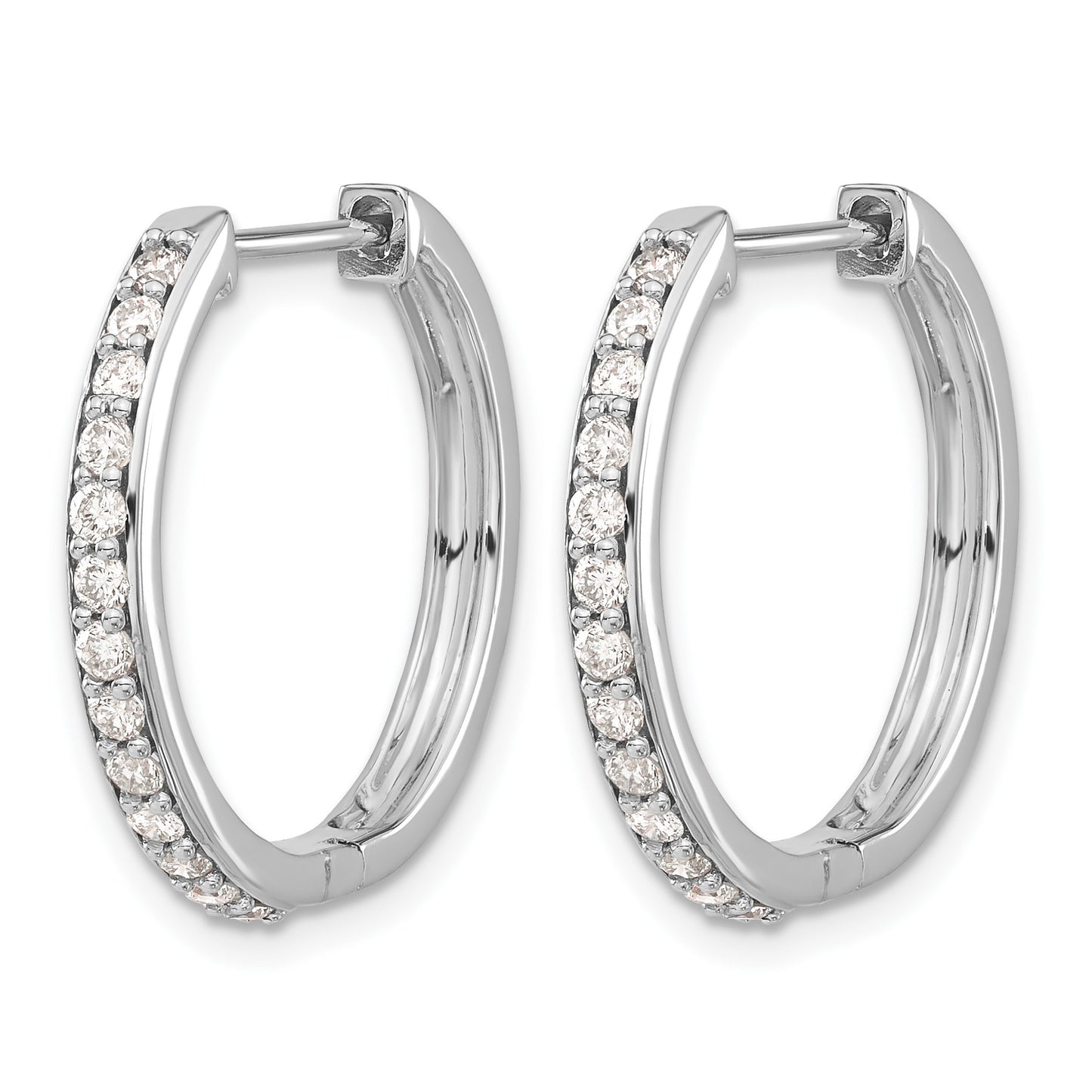14k White Gold 5/8 carat Diamond Hinged Hoop Earrings