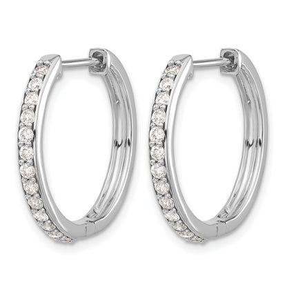 14k White Gold 5/8 carat Diamond Hinged Hoop Earrings