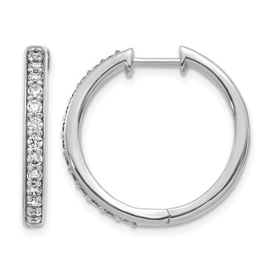 14k White Gold 5/8 carat Diamond Hinged Hoop Earrings