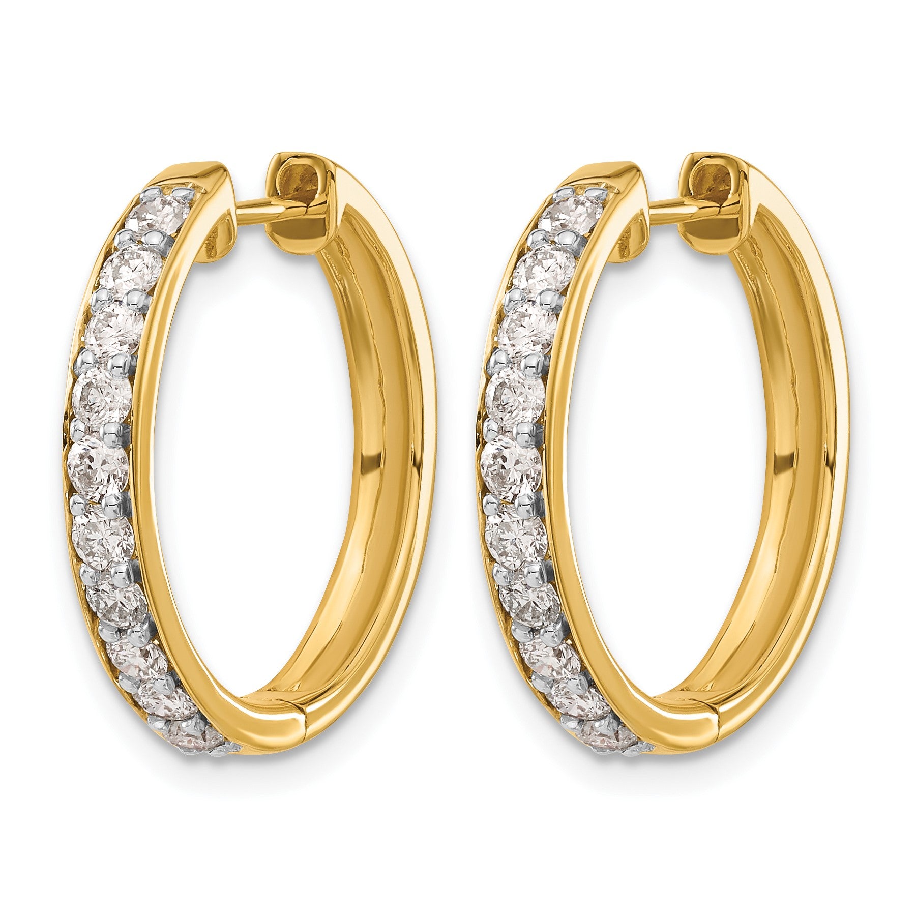 14k 1 carat Diamond Hinged Hoop Earrings