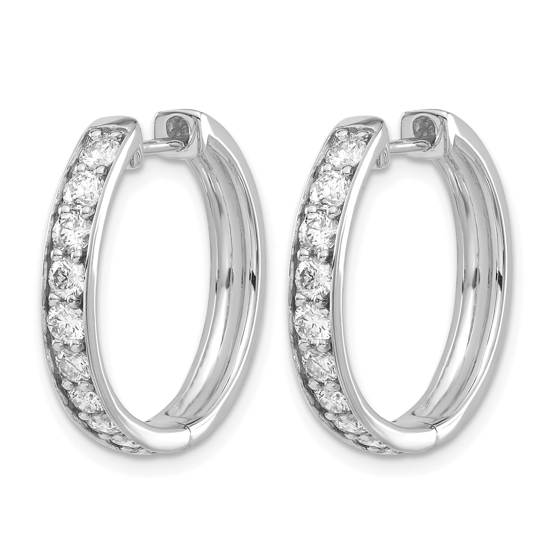14k White Gold 1.25 carat Diamond Hinged Hoop Earrings