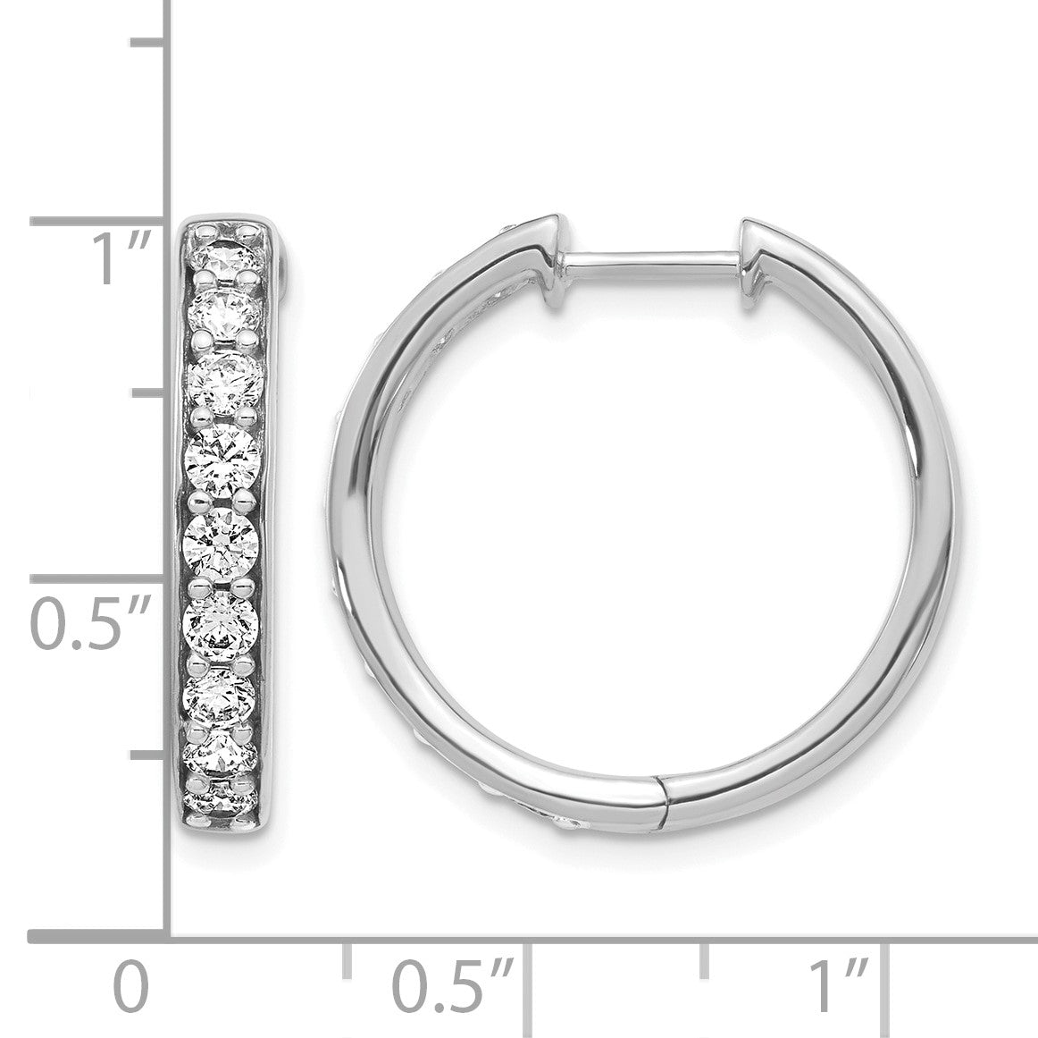 14k White Gold 1.25 carat Diamond Hinged Hoop Earrings
