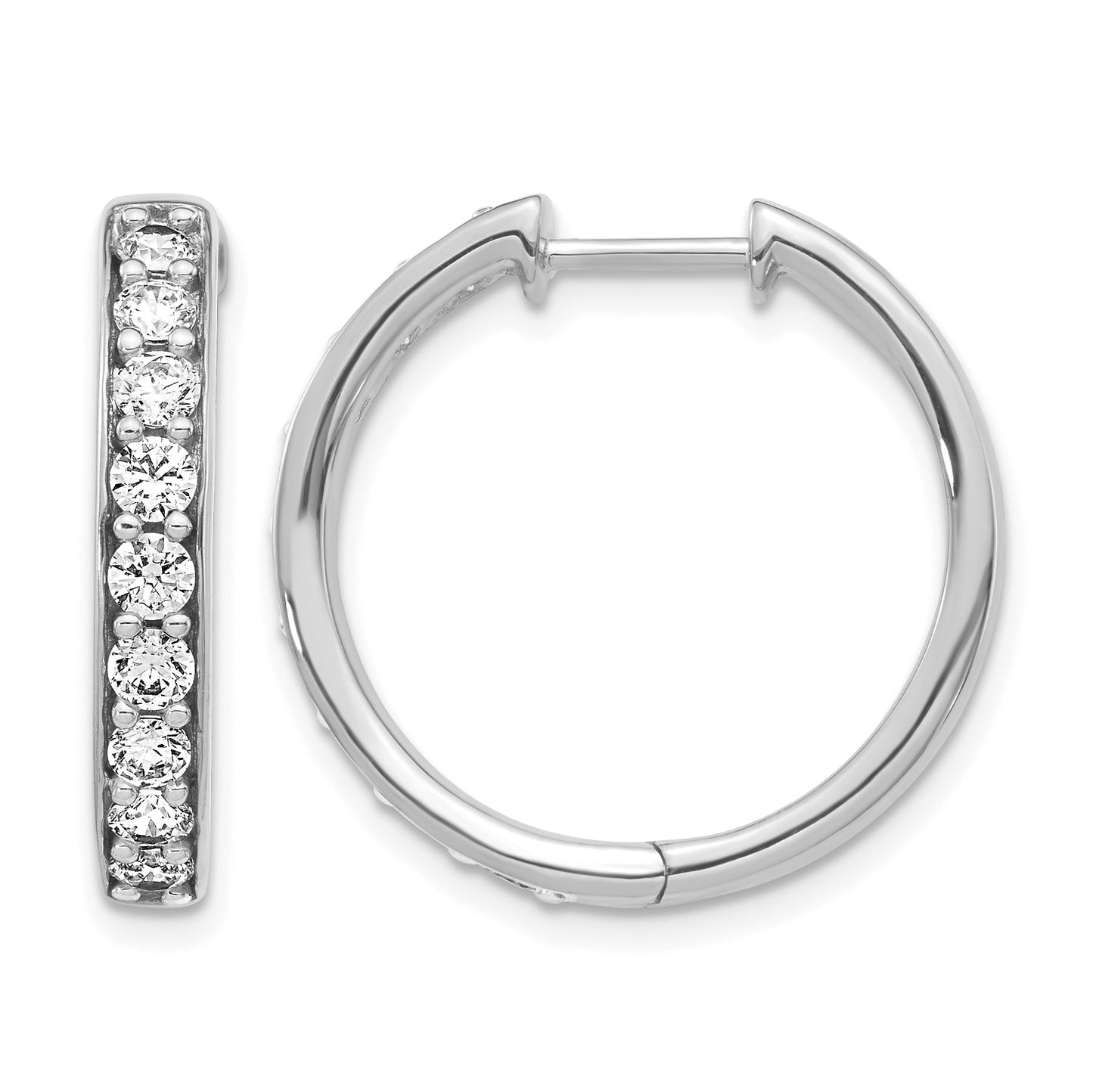 14k White Gold 1.25 carat Diamond Hinged Hoop Earrings