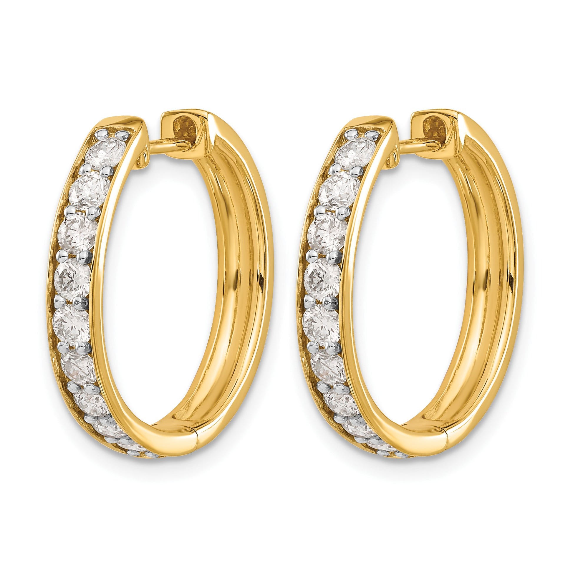 14k 1.25 carat Diamond Hinged Hoop Earrings