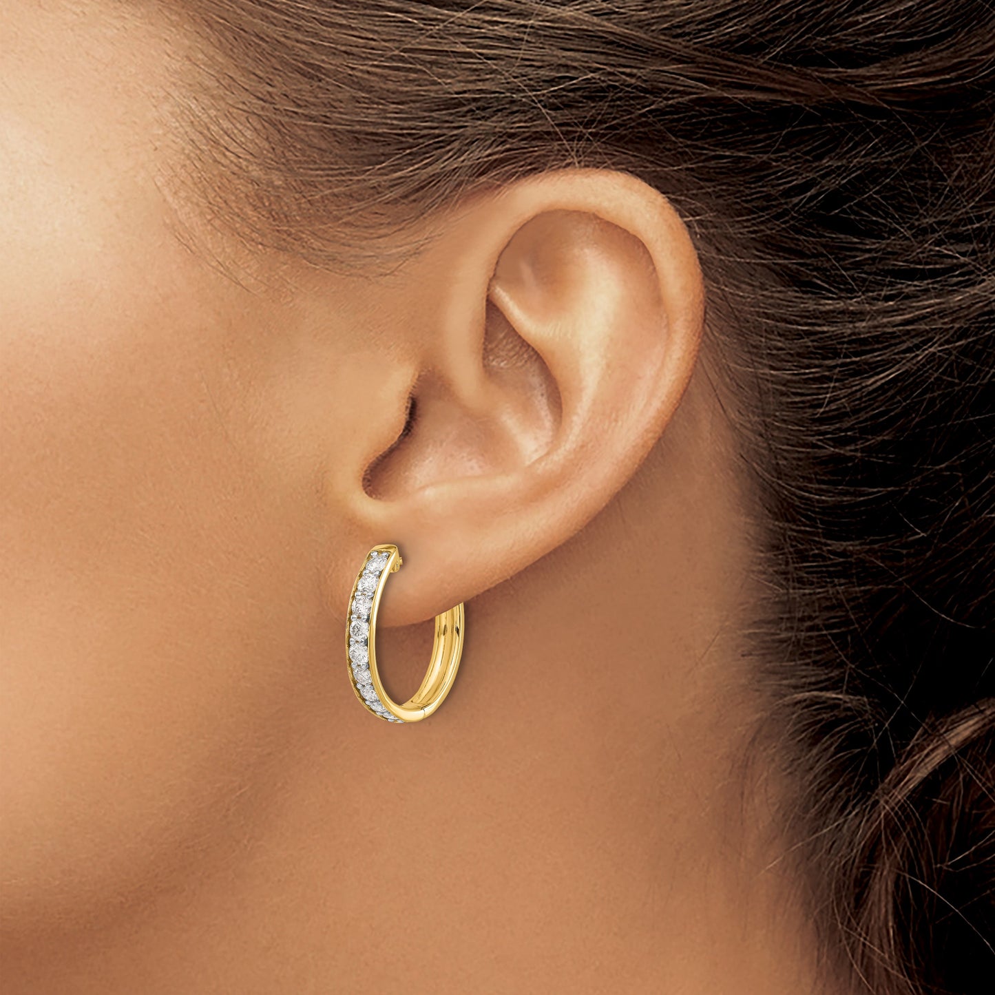 14k 1.25 carat Diamond Hinged Hoop Earrings
