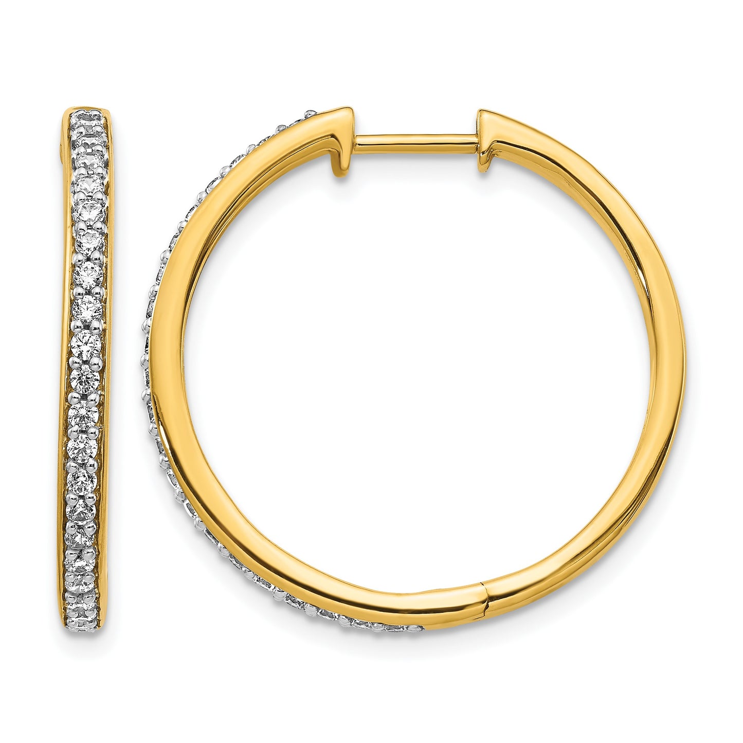 14k 1/2 carat Diamond Hinged Hoop Earrings