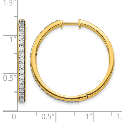 14k 1 carat Diamond Hinged Round Hoop Earrings