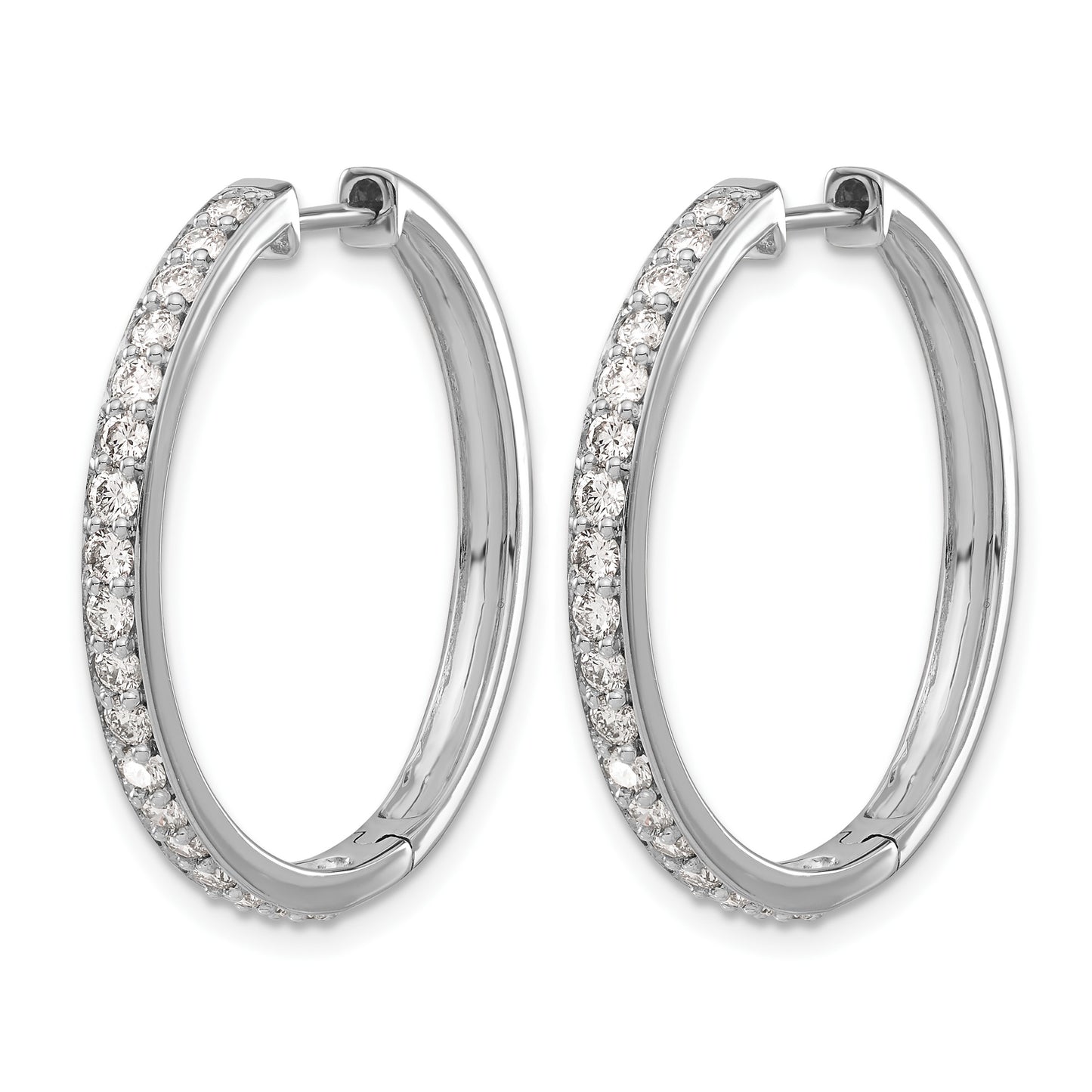 14k White Gold 1.25 carat Diamond Hinged Round Hoop Earrings
