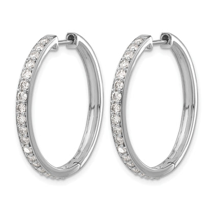 14k White Gold 1.25 carat Diamond Hinged Round Hoop Earrings