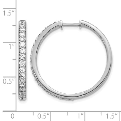 14k White Gold 1.25 carat Diamond Hinged Round Hoop Earrings