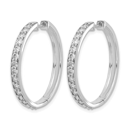 14k White Gold 1.5 carat Diamond Hinged Round Hoop Earrings
