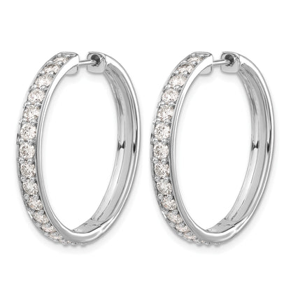 14k White Gold 2 carat Diamond Hinged Round Hoop Earrings