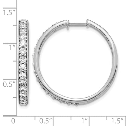 14k White Gold 2 carat Diamond Hinged Round Hoop Earrings