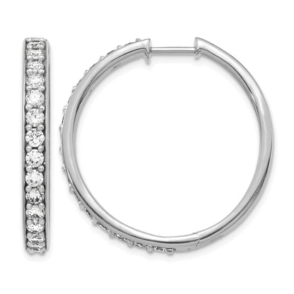 14k White Gold 2 carat Diamond Hinged Round Hoop Earrings