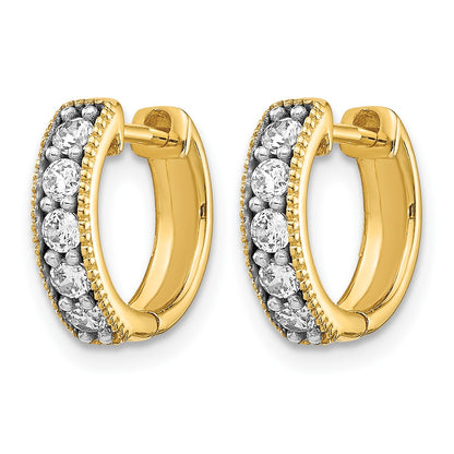 14k 1/3 carat Diamond Milgrain Hinged Hoop Earrings