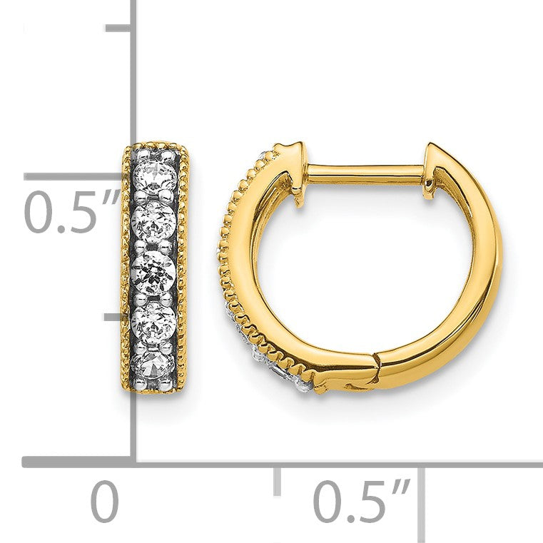 14k 1/3 carat Diamond Milgrain Hinged Hoop Earrings