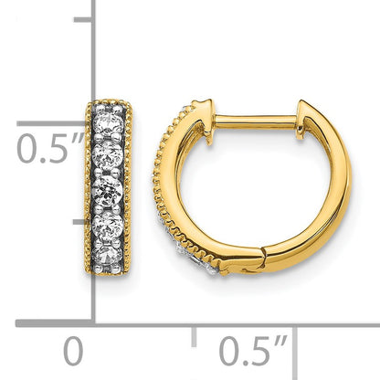 14k 1/3 carat Diamond Milgrain Hinged Hoop Earrings