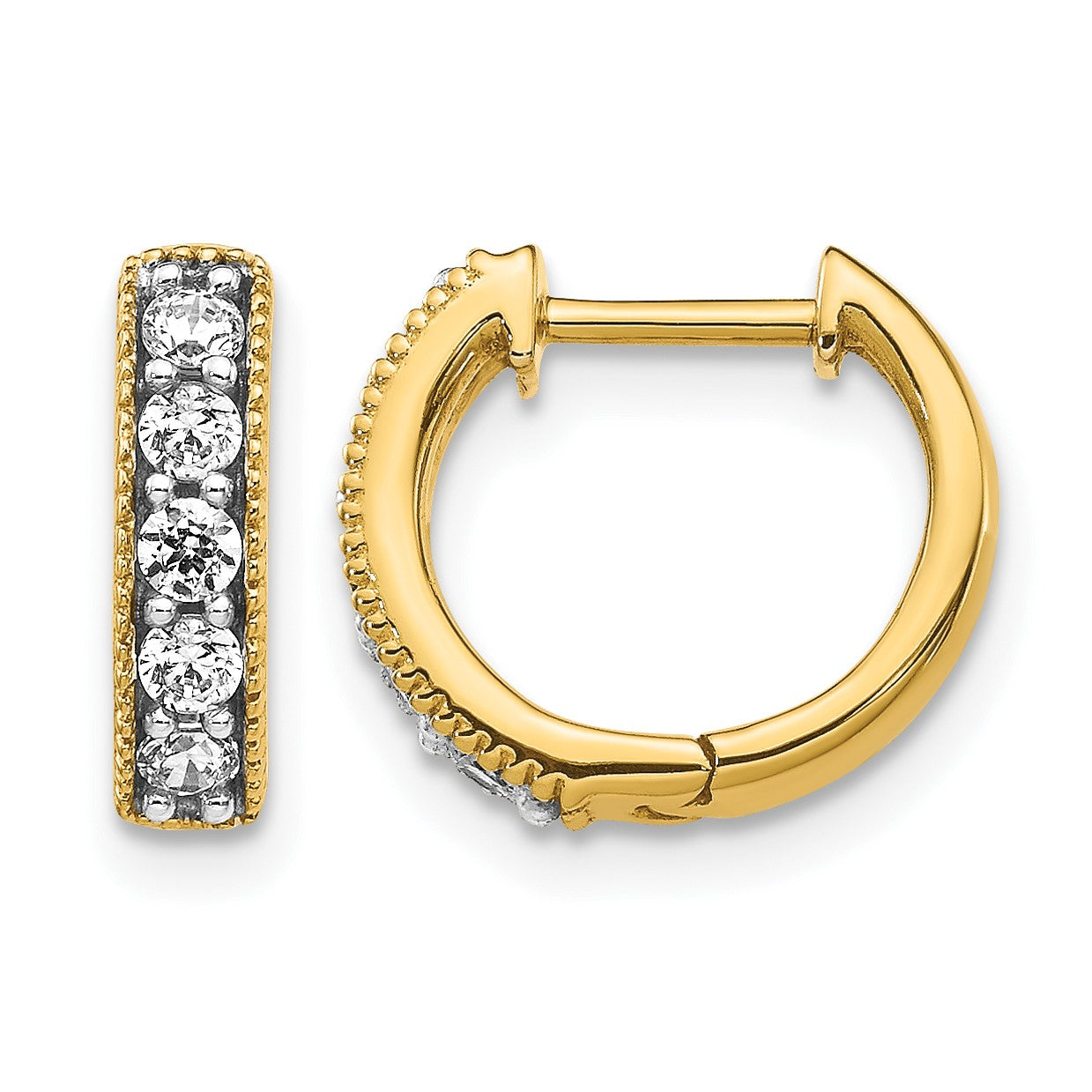 14k 1/3 carat Diamond Milgrain Hinged Hoop Earrings