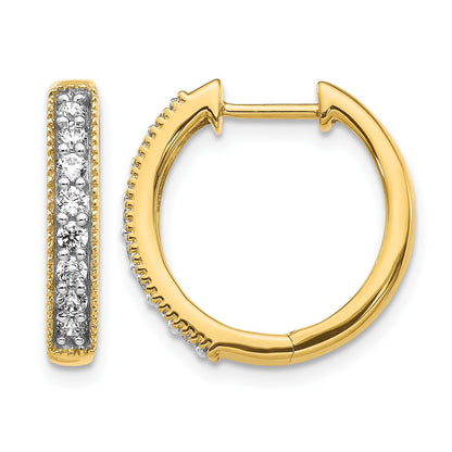 14k 3/8 carat Diamond Milgrain Hinged Hoop Earrings