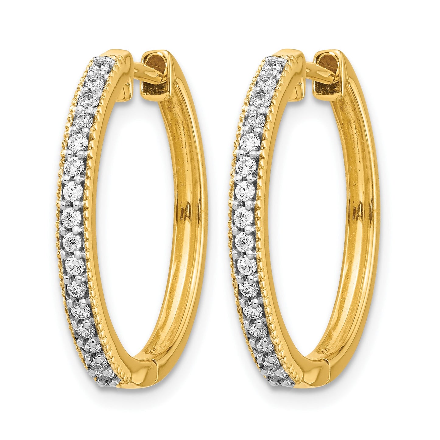 14k 1/4 carat Diamond Milgrain Hinged Hoop Earrings