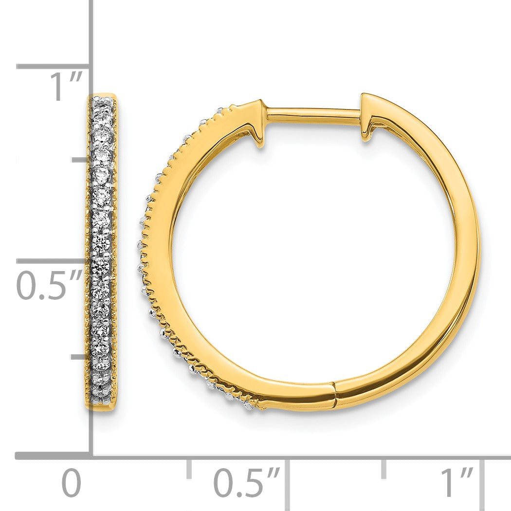 14k 1/4 carat Diamond Milgrain Hinged Hoop Earrings