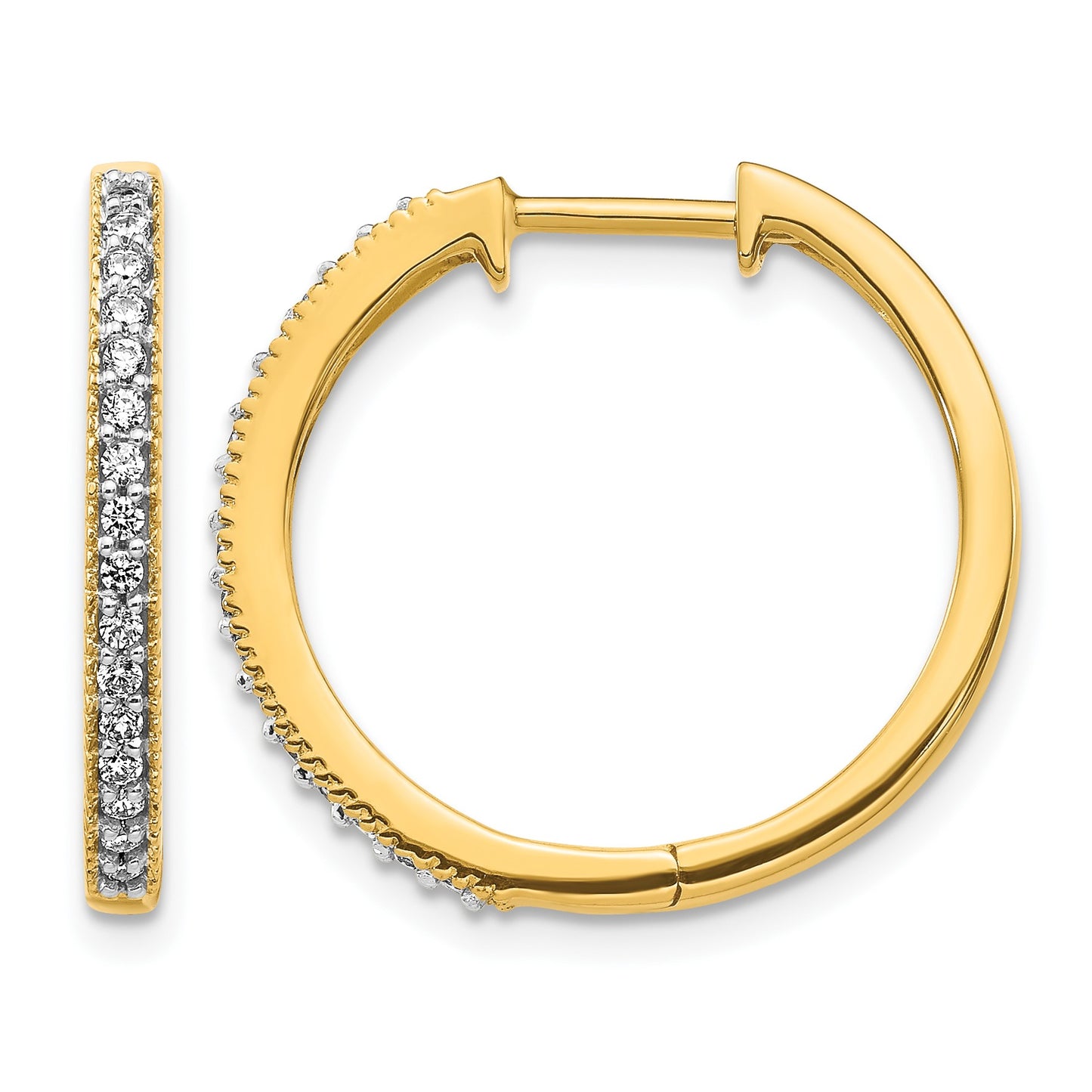 14k 1/4 carat Diamond Milgrain Hinged Hoop Earrings
