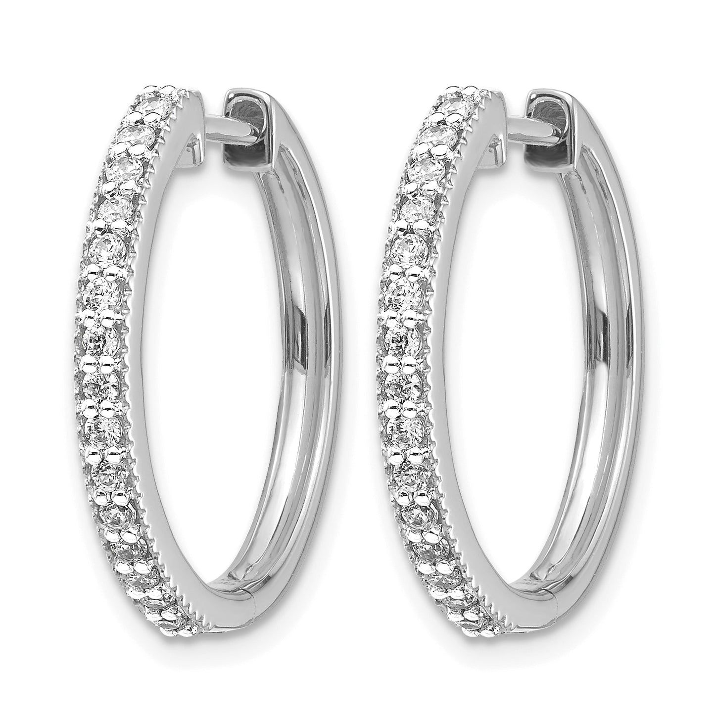 14k White Gold 1/3 carat Diamond Milgrain Hinged Hoop Earrings