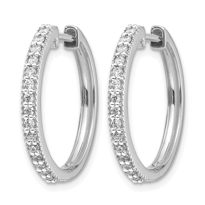 14k White Gold 1/3 carat Diamond Milgrain Hinged Hoop Earrings