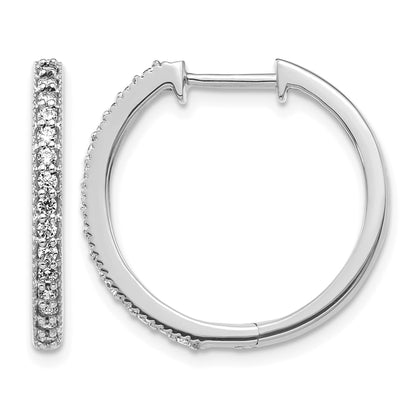 14k White Gold 1/3 carat Diamond Milgrain Hinged Hoop Earrings