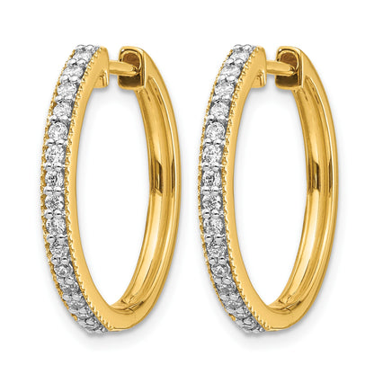 14k 1/3 carat Diamond Milgrain Hinged Hoop Earrings