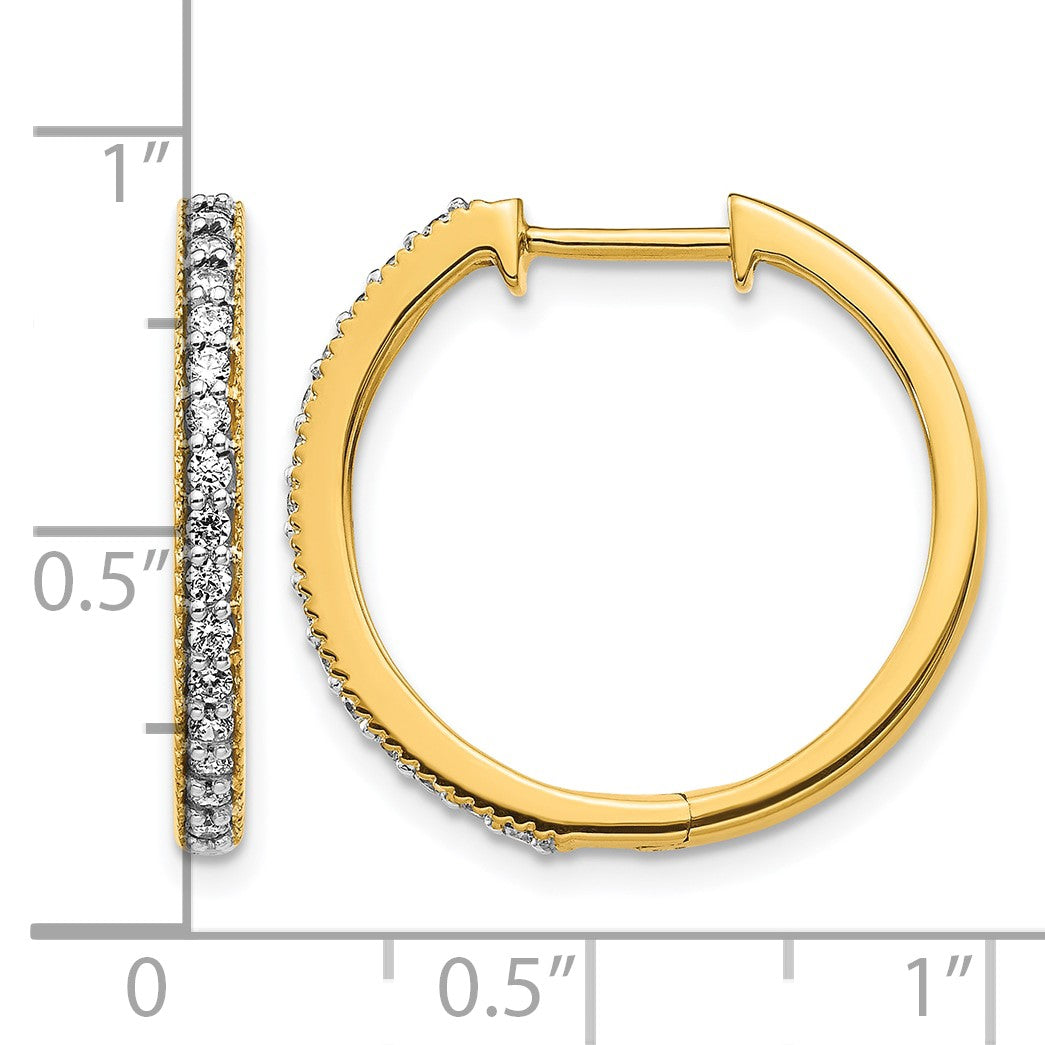 14k 1/3 carat Diamond Milgrain Hinged Hoop Earrings