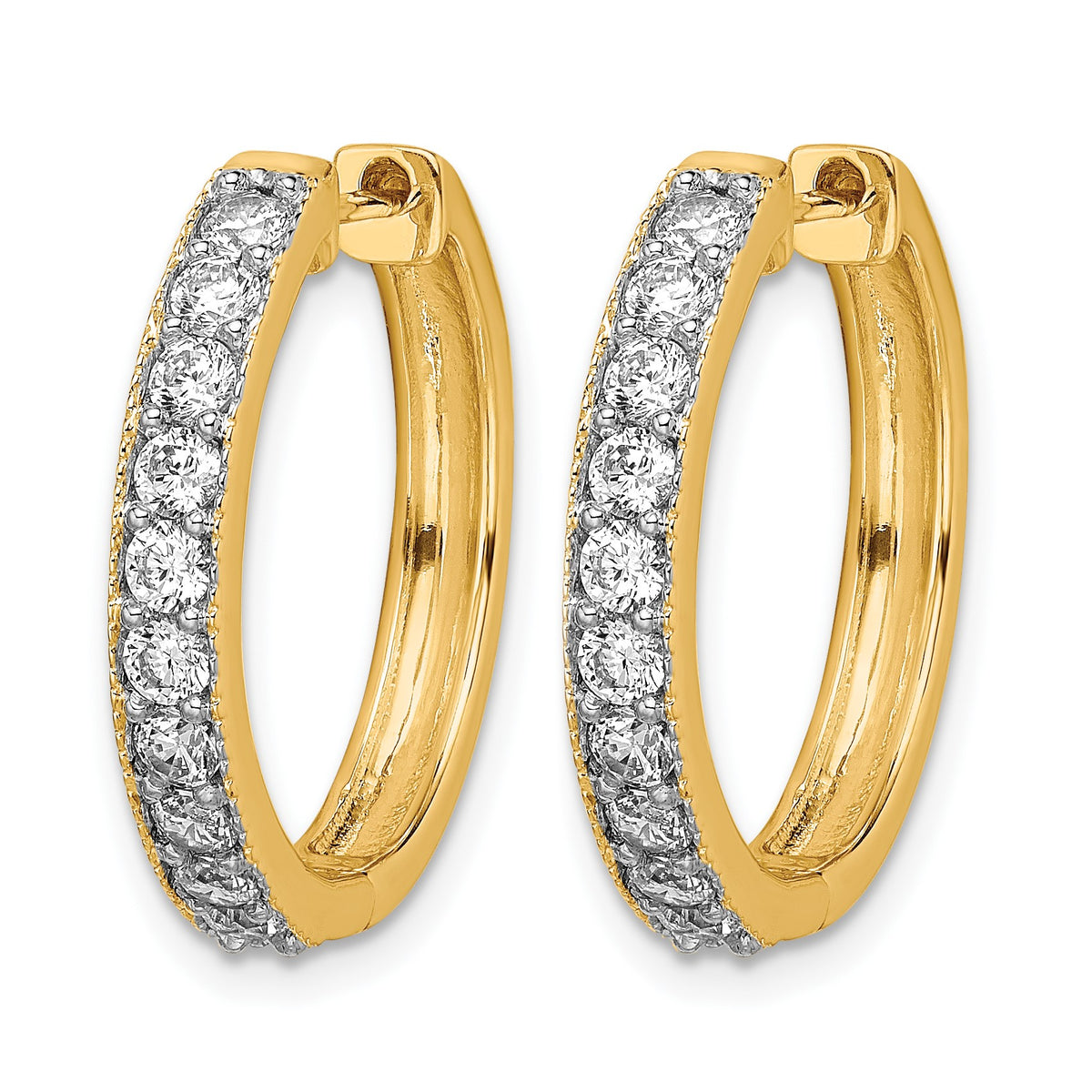 14k 1 carat Diamond Milgrain Hinged Hoop Earrings