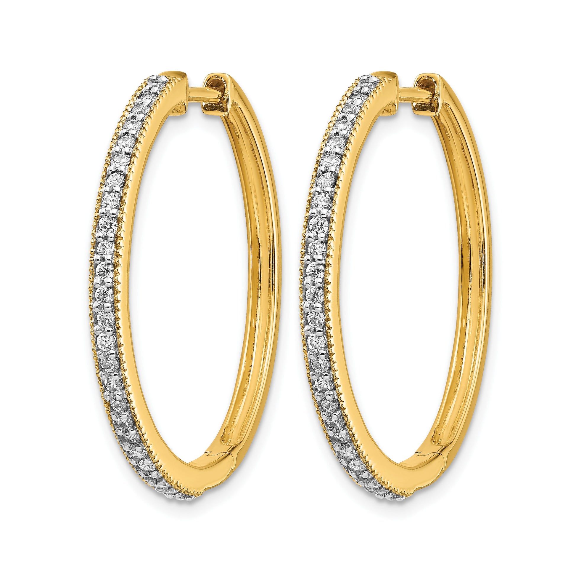 14k 1/2 carat Diamond Milgrain Hinged Hoop Earrings