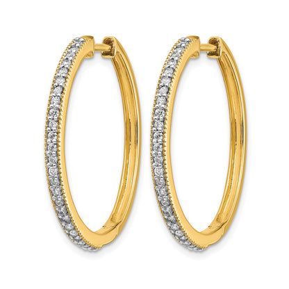 14k 1/2 carat Diamond Milgrain Hinged Hoop Earrings