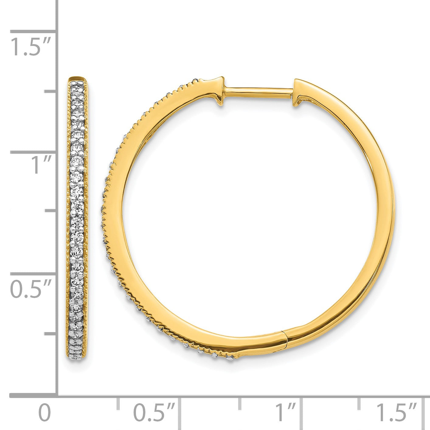 14k 1/2 carat Diamond Milgrain Hinged Hoop Earrings