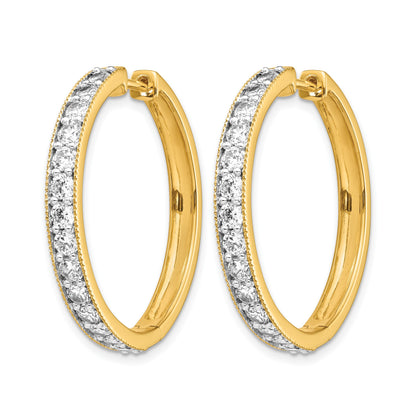14k 2 carat Diamond Milgrain Hinged Hoop Earrings