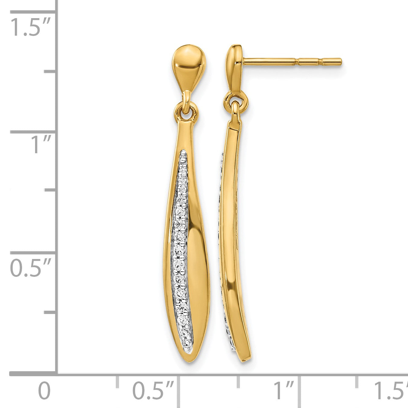 14k 1/4 carat Diamond Oval Dangle Post Earrings
